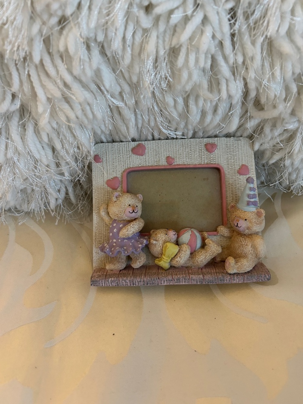 Cute Bear Frame Photo Holder in Pastel Pink and Cream